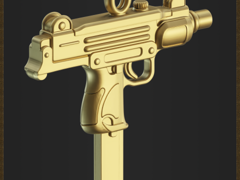 Golden Ornamental UZI 3D प्रिंट मॉडल