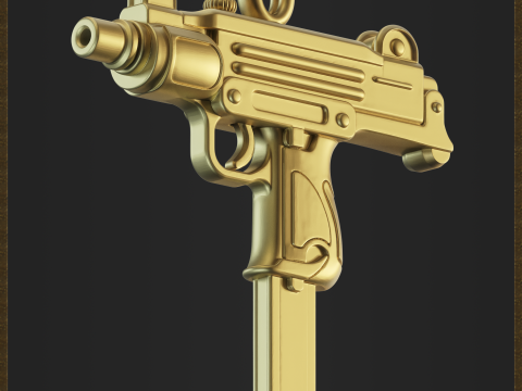 Golden Ornamental UZI 3D प्रिंट मॉडल