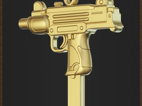 Golden Ornamental UZI 3D प्रिंट मॉडल