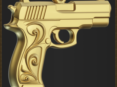 Golden Ornate Pistol Pendant 3Dプリントモデル
