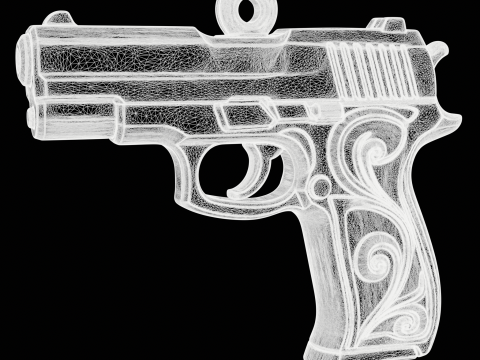 Golden Ornate Pistol Pendant 3Dプリントモデル