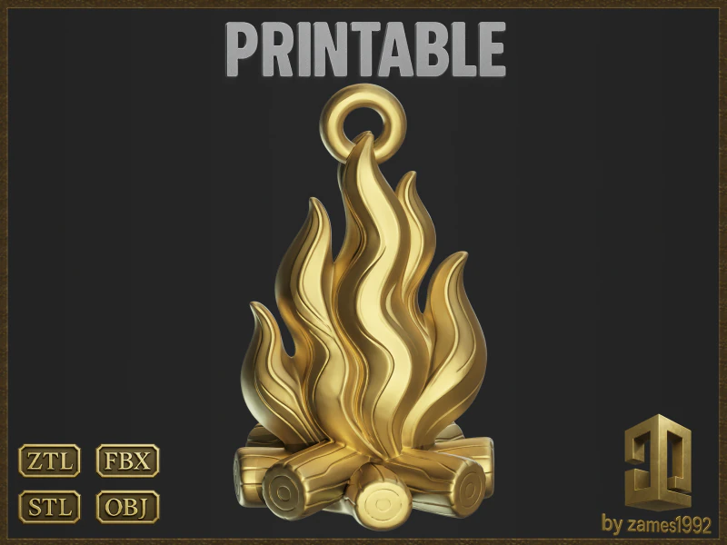 Campfire Pendant 3D Print Model .c4d .max .obj .3ds .fbx .stl .blend