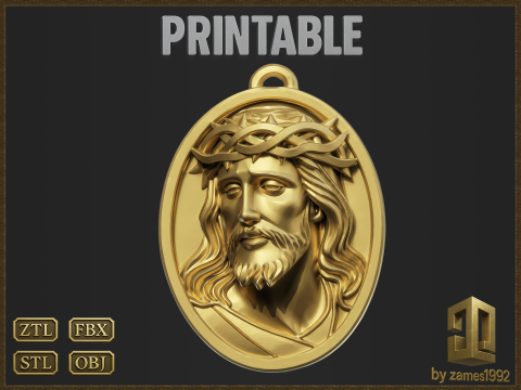 Religious Jesus Christ Pendant Modèles 3D en vedette