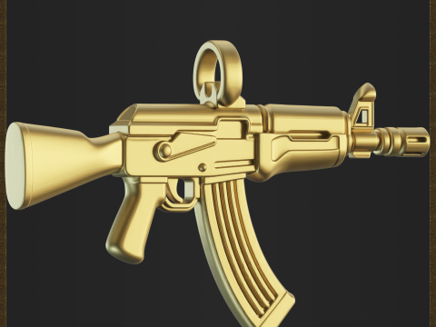 Assault Rifle Pendant 3D Print Model
