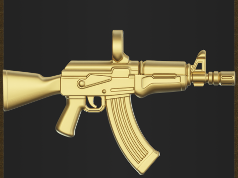 Assault Rifle Pendant 3D Print Model