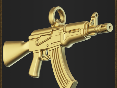 Assault Rifle Pendant 3D Print Model