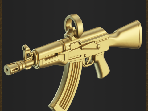 Assault Rifle Pendant 3D Print Model