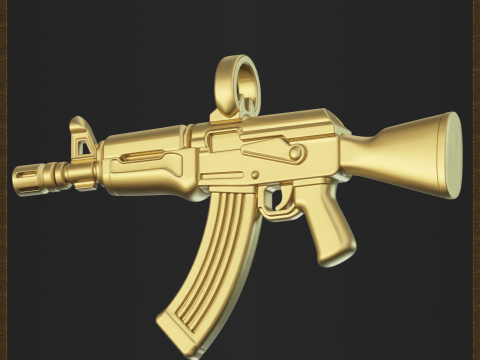Assault Rifle Pendant 3D Print Model