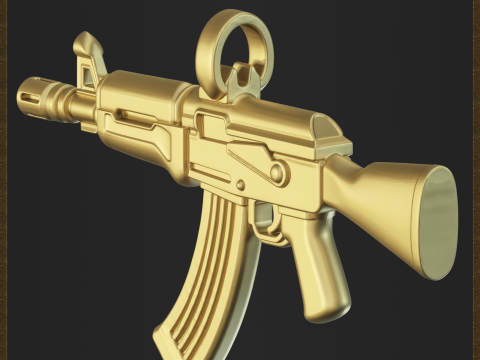 Assault Rifle Pendant 3D Print Model