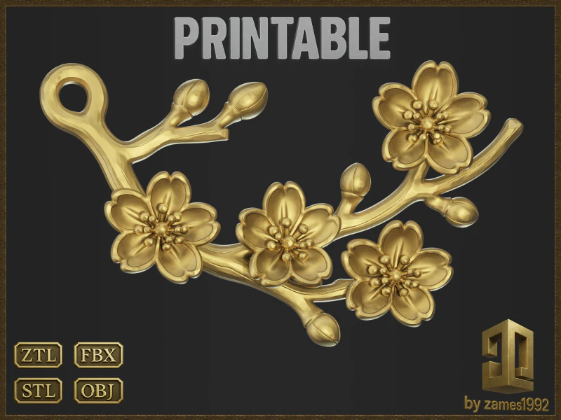 Joias de ramo de flor em flor Modelo de Impressão 3D .c4d .max .obj .3ds .fbx .stl .blend 