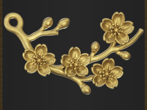 Blossom Flower Branch Jewelry Modèles 3D en vedette