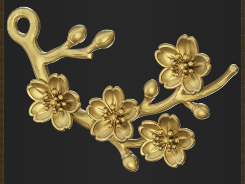 Blossom Flower Branch Jewelry Modèles 3D en vedette