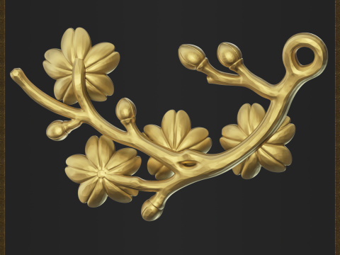 Blossom Flower Branch Jewelry Modèles 3D en vedette