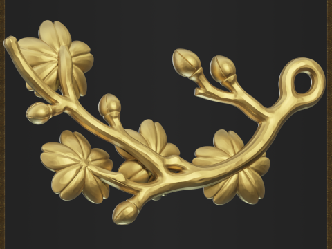 Blossom Flower Branch Jewelry Modèles 3D en vedette