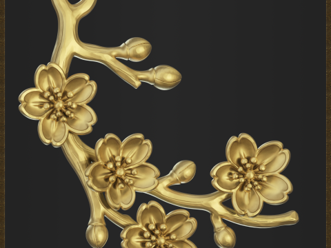 Blossom Flower Branch Jewelry Modèles 3D en vedette