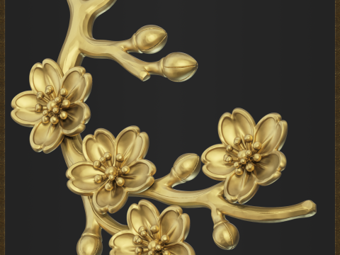 Blossom Flower Branch Jewelry Modèles 3D en vedette