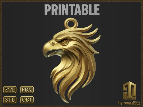 Pingente Cabe&ccedil;a de &Aacute;guia Modelo de Impressão 3D