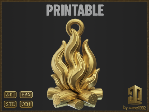 Fire Flame Pendant 3D Принт Модель