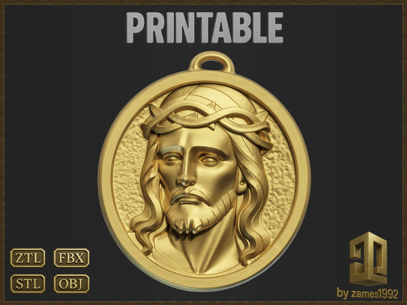 Religious Jesus Pendant 3D Print Model .c4d .max .obj .3ds .fbx .stl .blend 