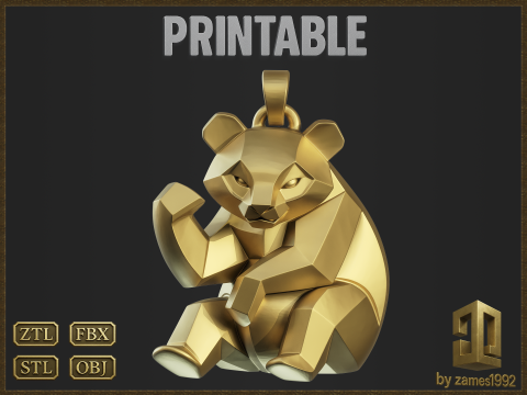 Geometric Panda Charm 3D Принт Модель
