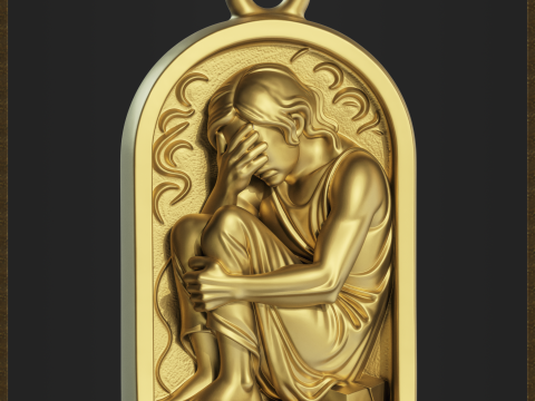 Sad Reflective Pendant 3D Print Model