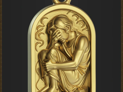 Sad Reflective Pendant 3D Print Model