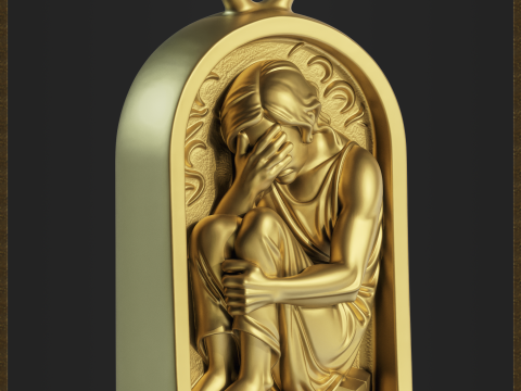 Sad Reflective Pendant 3D Print Model
