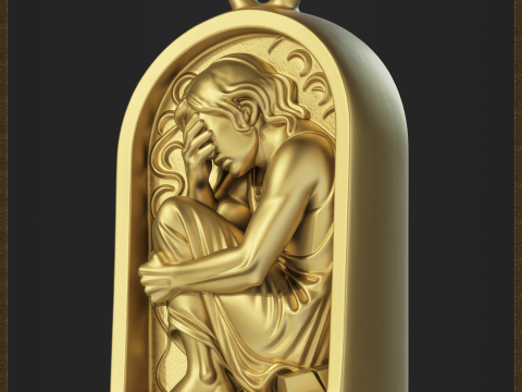 Sad Reflective Pendant 3D Print Model