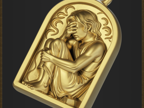 Sad Reflective Pendant 3D Print Model