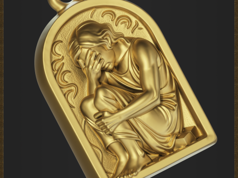 Sad Reflective Pendant 3D Print Model