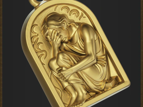 Sad Reflective Pendant 3D Print Model