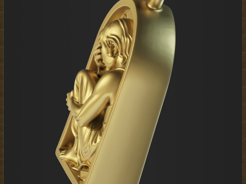 Sad Reflective Pendant 3D Print Model