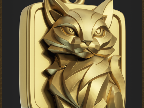 Geometric Cat Pendant 3D Print Model