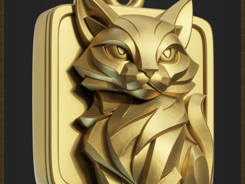 Geometric Cat Pendant 3D Print Model