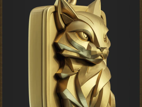 Geometric Cat Pendant 3D Print Model