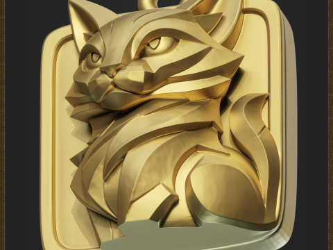 Geometric Cat Pendant 3D Print Model