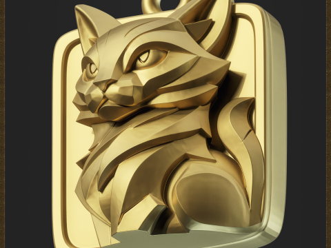 Geometric Cat Pendant 3D Print Model