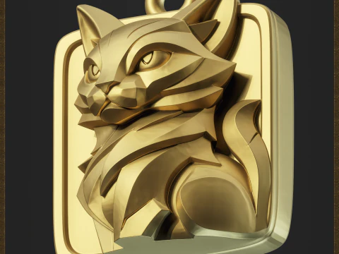 Geometric Cat Pendant 3D Print Model