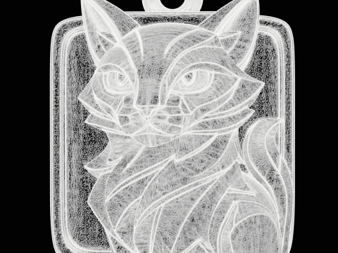 Geometric Cat Pendant 3D Print Model