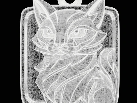 Geometric Cat Pendant 3D Print Model
