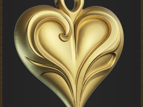Love Elegant Heart Pendant 3D Baskı Modeli