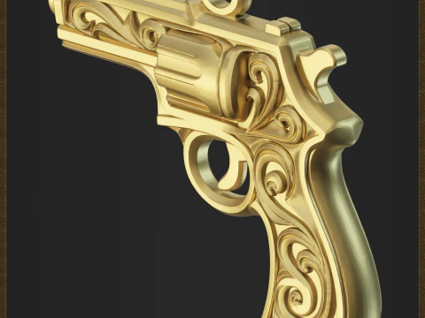 Ornamental Revolver Pendant 3D Print Model
