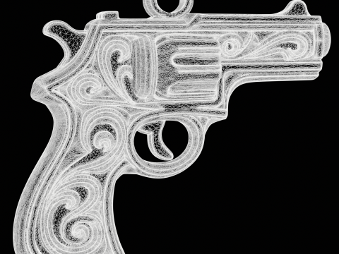 Ornamental Revolver Pendant Modello di stampa 3D