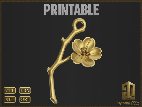 Flower Branch Pendant 3D Принт Модель