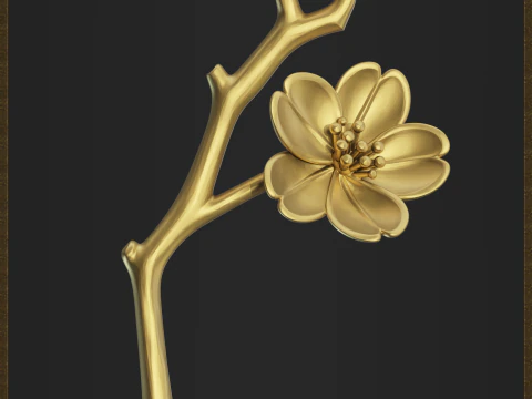 Flower Branch Pendant 3D Print Model