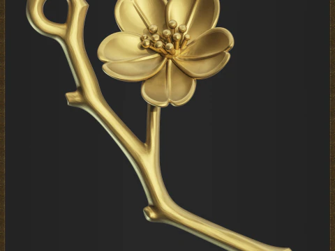 Flower Branch Pendant 3D Print Model