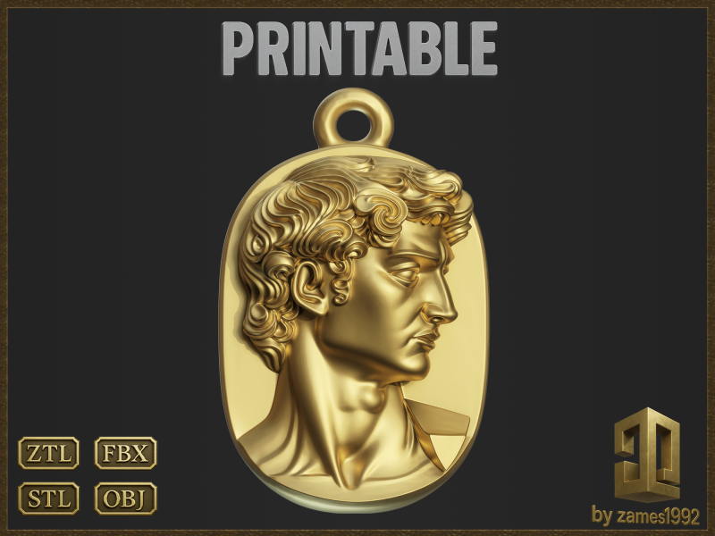 David Classic Pendant 3Dプリントモデル .c4d .max .obj .3ds .fbx .stl .blend