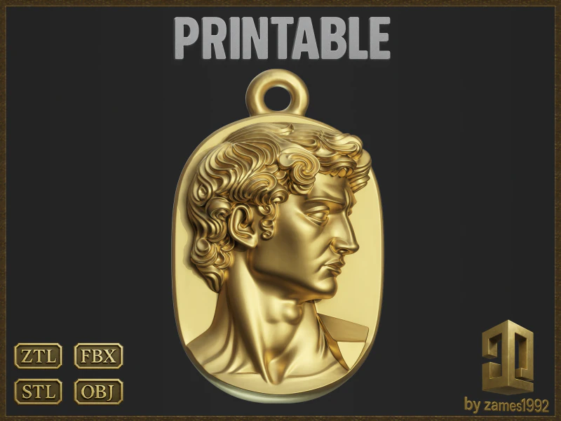 David Classic Pendant 3D Print Model .c4d .max .obj .3ds .fbx .stl .blend
