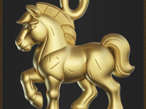 Stylized Horse Charm 3D Print Model