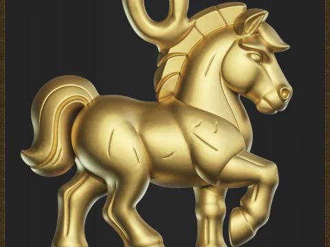 Stylized Horse Charm 3D Print Model